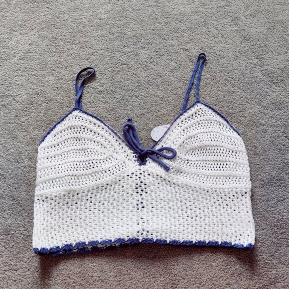 Love Knits Women's Crochet Boho Bandeau Top Size Large Beach Resortwear - Picture 1 of 6